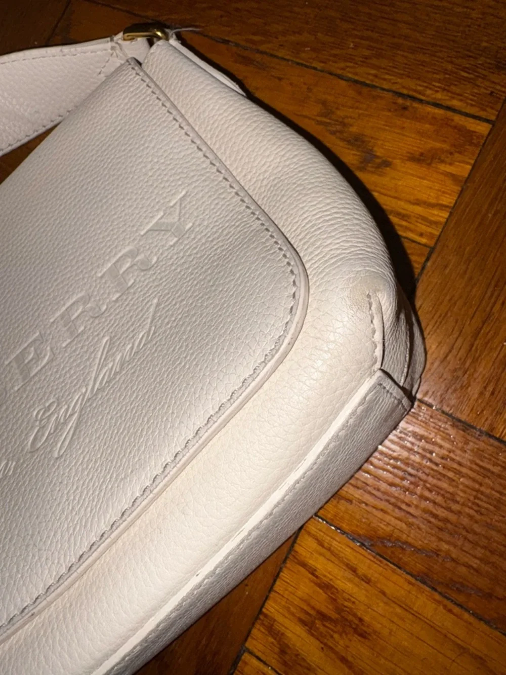Burberry Cream Leather Flap Crossbody Bag - Picture 3 of 6